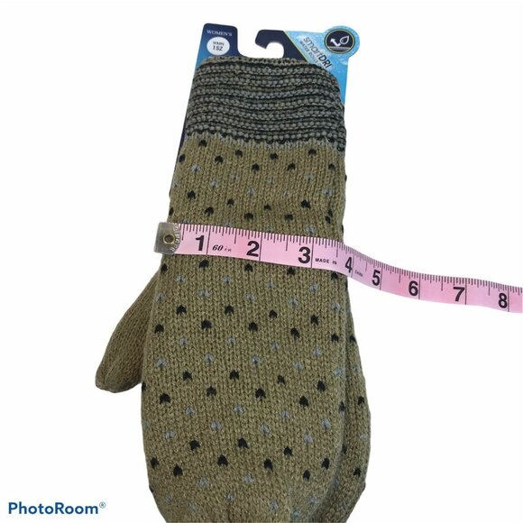Isotoner Womens One Size smartDRI Chevron Knit Mittens With Fleece Lining New - Picture 11 of 11